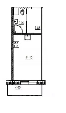 Студия Санкт-Петербург наб. Реки Каменки, 15к1 (22.0 м) - Фото 2