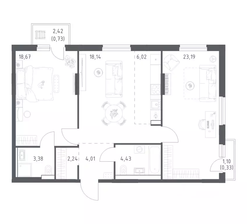 2-к кв. Башкортостан, Уфа ул. Минигали Губайдуллина, 8к9 (81.14 м) - Фото 1
