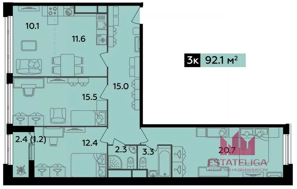 3-к кв. Москва просп. Лихачева, 20 (90.9 м) - Фото 2