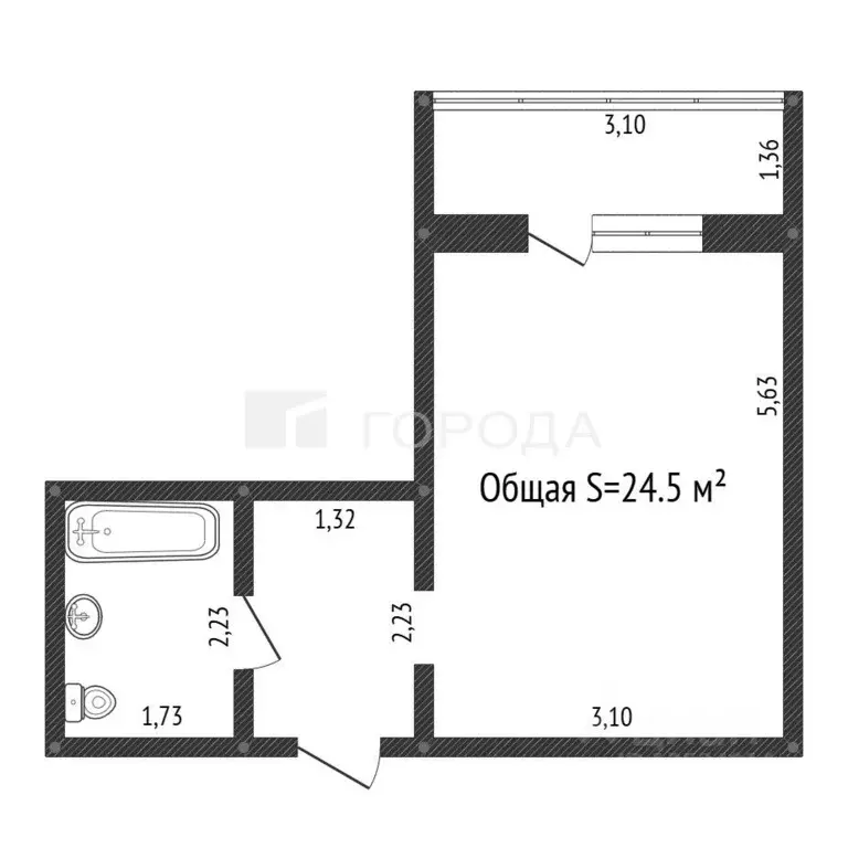 Студия Алтайский край, Барнаул ул. Шумакова, 13 (24.5 м) - Фото 1