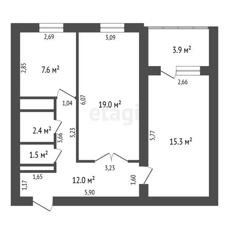 2-комнатная квартира: Обнинск, улица Любого, 9А (57.8 м) - Фото 0