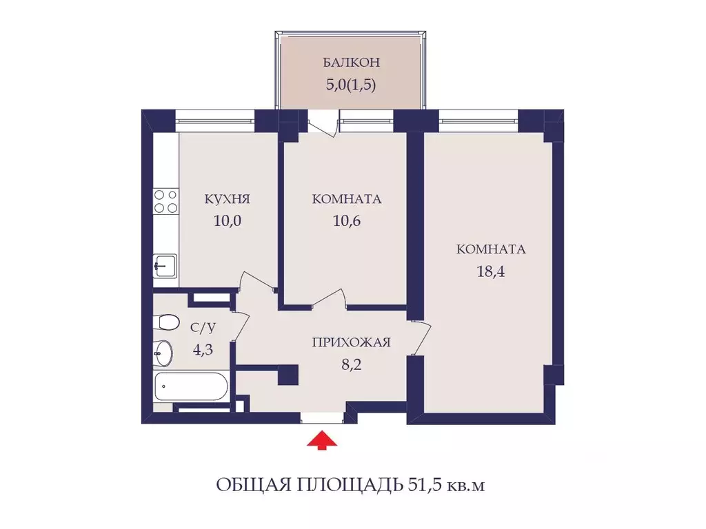 2-к кв. Красноярский край, Красноярск наб. Ярыгинская, 11 (53.0 м) - Фото 1