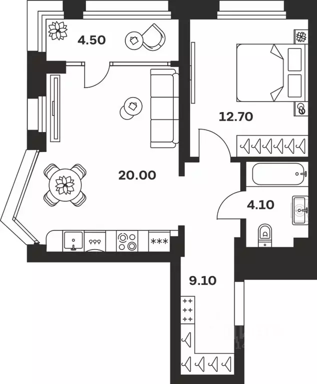 1-к кв. Тульская область, Тула ул. Михеева, 9А (50.4 м) - Фото 1
