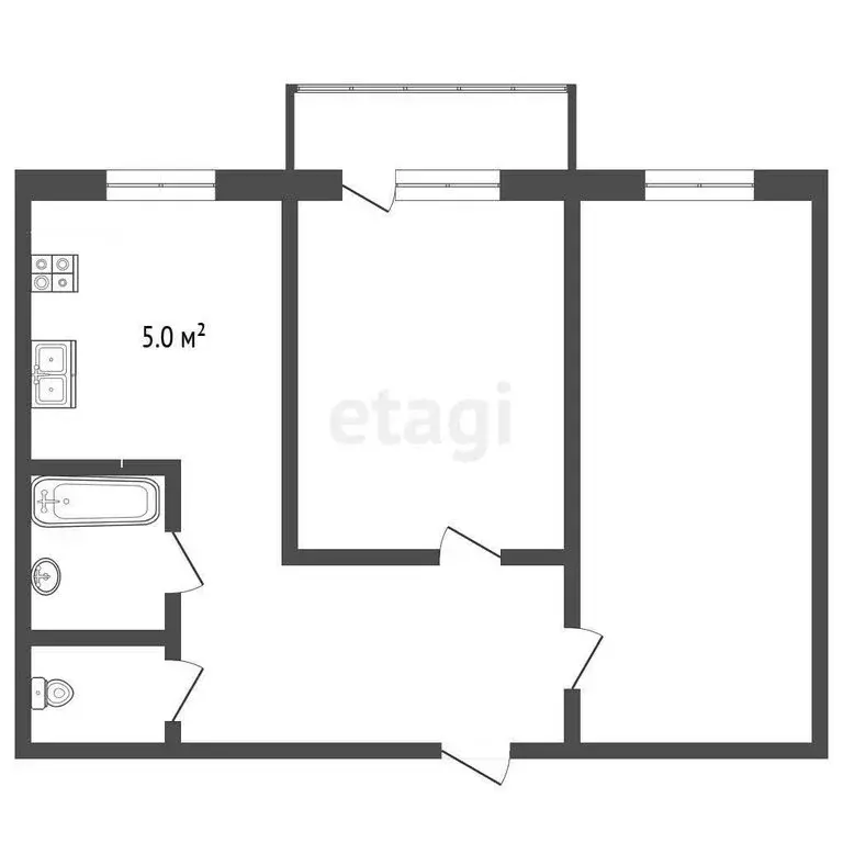 2-комнатная квартира: Лениногорск, проспект Шашина, 60 (45.4 м) - Фото 1