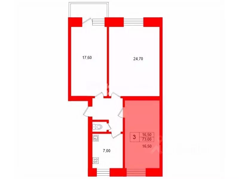 Комната Санкт-Петербург Бумажная ул., 22К4 (16.5 м) - Фото 2
