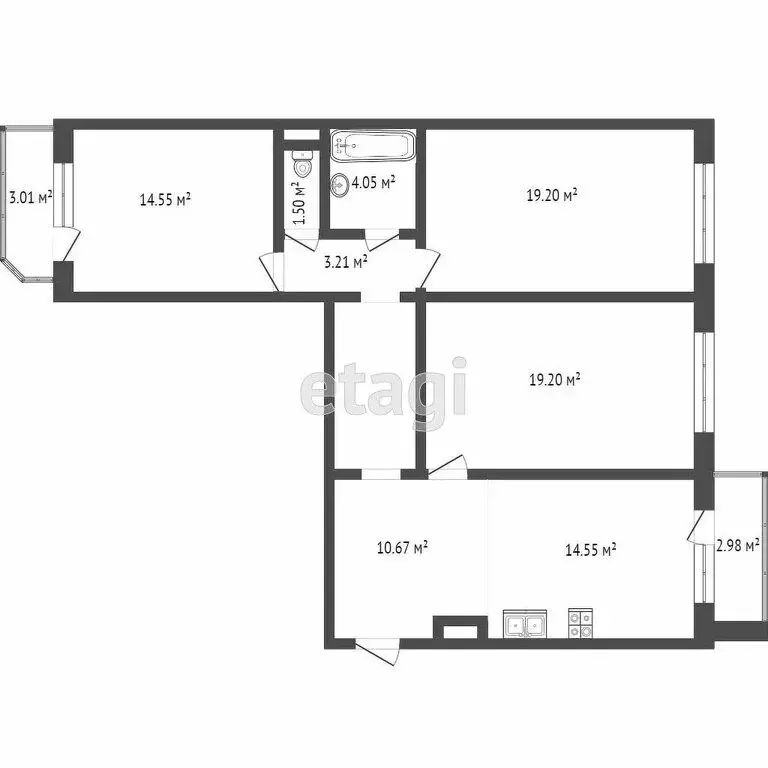 3-комнатная квартира: Тюмень, улица Александра Митинского, 7к1 (92.8 ... - Фото 1