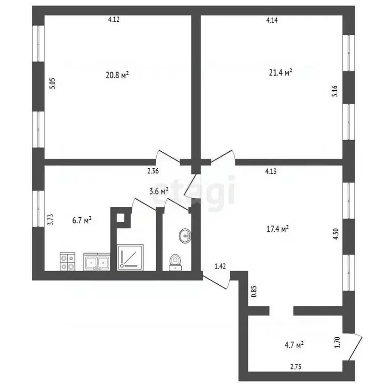 3-к кв. Ярославская область, Ярославль Волжская наб., 41 (83.1 м) - Фото 2