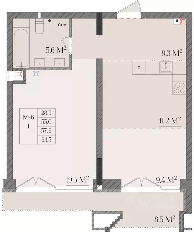 1-к кв. Нижегородская область, Нижний Новгород ул. Семашко, 17А/1 ... - Фото 1