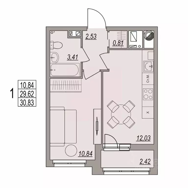 1-к кв. Волгоградская область, Волгоград ул. Дымченко, 9 (30.83 м) - Фото 1