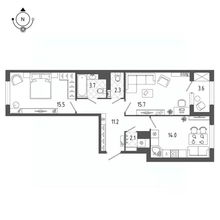 2-к кв. Санкт-Петербург бул. Измайловский, 9 (66.4 м) - Фото 0