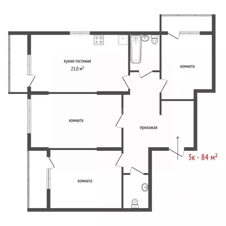 3-к кв. Свердловская область, Екатеринбург ул. Раевского, 20 (84.0 м) - Фото 2