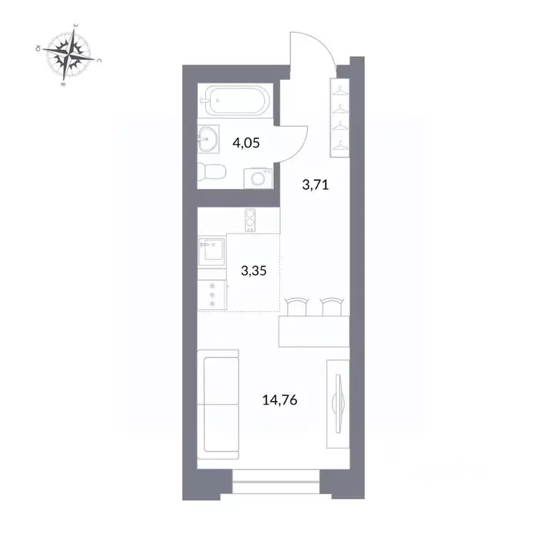 Студия Новосибирская область, Новосибирск ул. Державина, 50 (25.9 м) - Фото 0