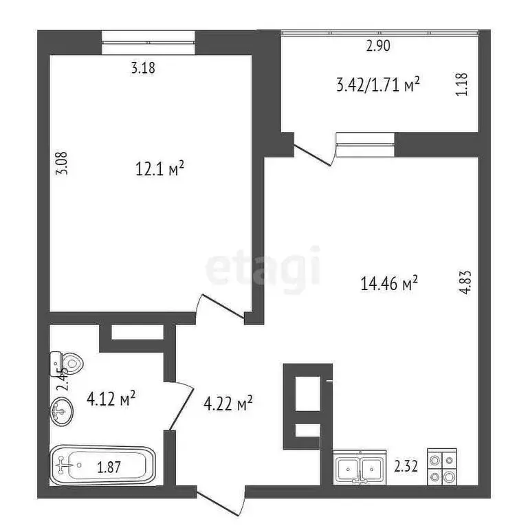 1-комнатная квартира: Патрушева, улица Петра Ершова, 14 (36.61 м) - Фото 0
