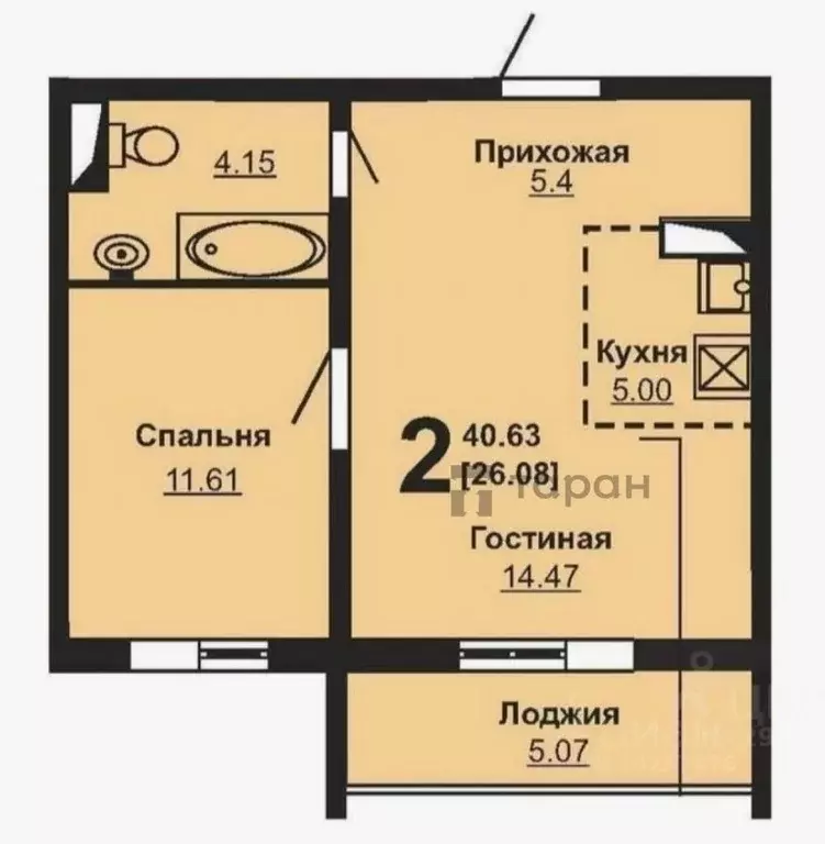 1-к кв. Челябинская область, Челябинск просп. Краснопольский, 1б (40.6 ... - Фото 2