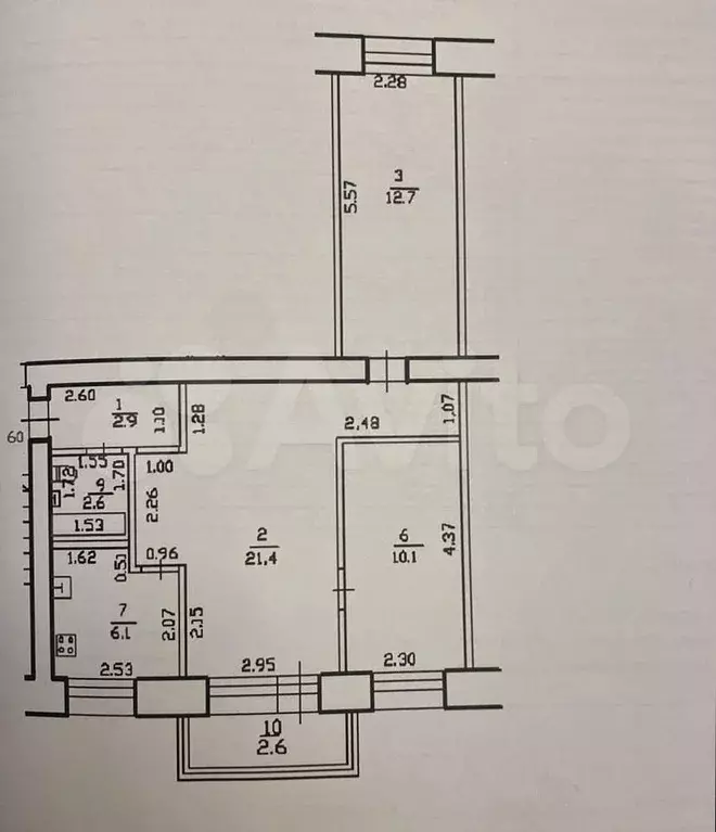 3-к. квартира, 56,5 м, 5/5 эт. - Фото 0