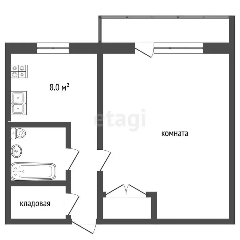 1-комнатная квартира: Котлас, улица Ленина, 73 (32 м) - Фото 1