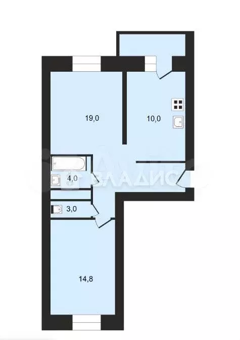 2-к. квартира, 58 м, 1/10 эт. - Фото 0