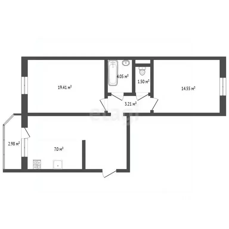 2-к кв. Тюменская область, Тюмень ул. Николая Семенова, 29 (66.1 м) - Фото 2