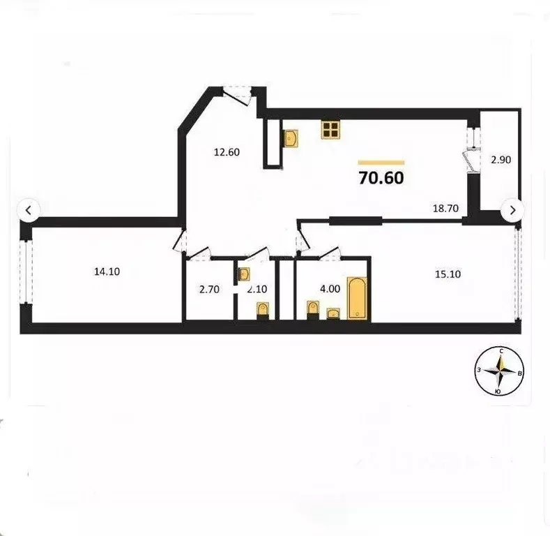 2-к кв. Свердловская область, Екатеринбург ул. Черкасская, 5к3 (70.6 ... - Фото 0