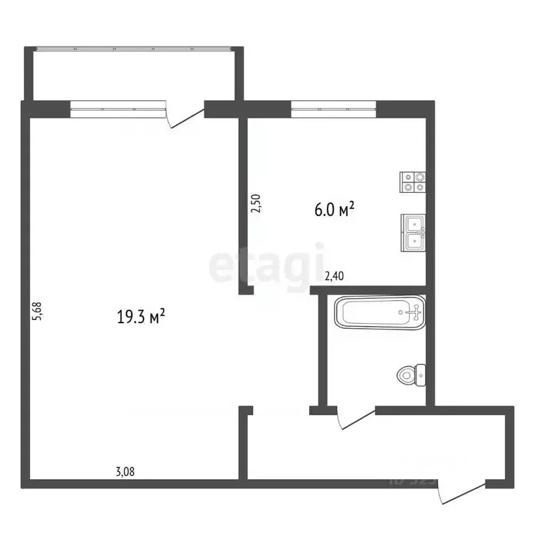1-к кв. Башкортостан, Салават ул. Ленина, 48 (32.5 м) - Фото 2