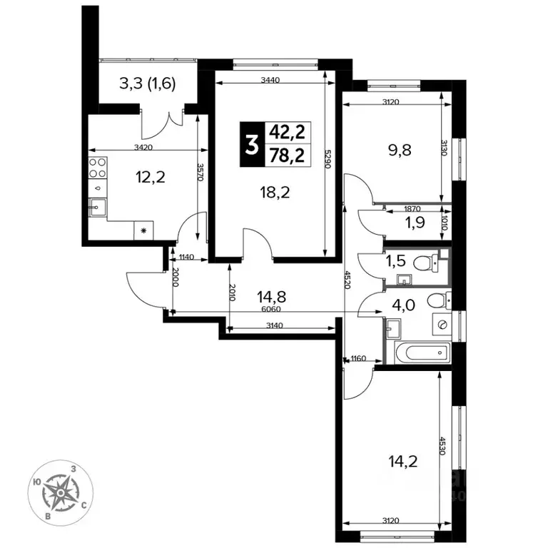 3-к кв. Московская область, Ленинский городской округ, пос. Битца ... - Фото 1
