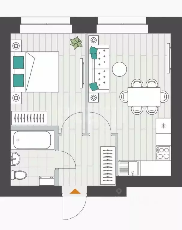 1-к кв. Татарстан, Казань ул. Ярдем, 25 (34.8 м) - Фото 2