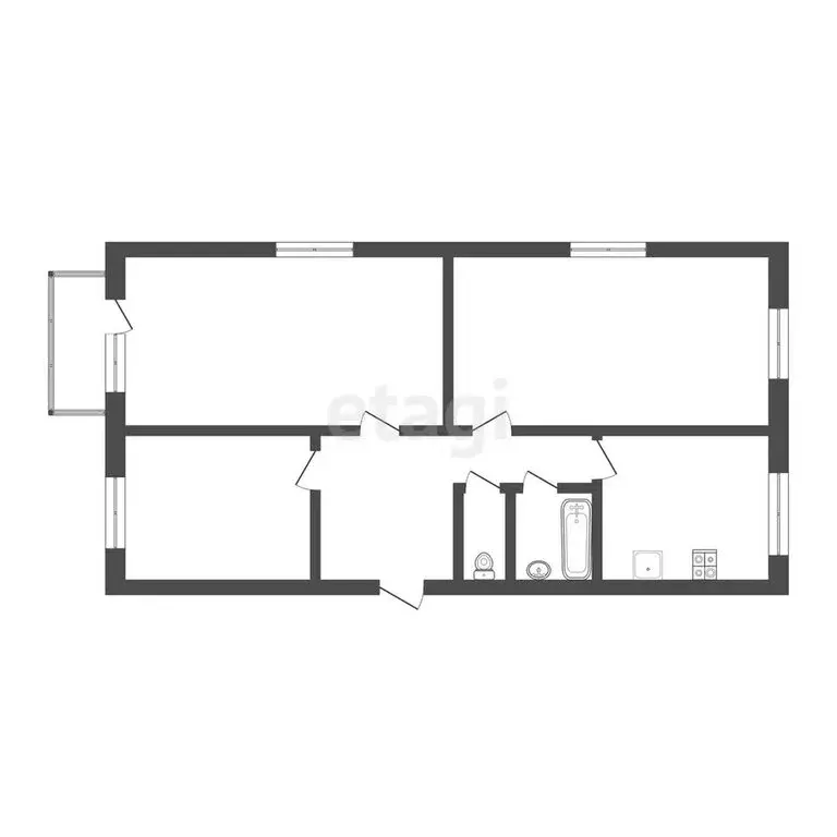 3-комнатная квартира: Северск, улица Крупской, 2А (61 м) - Фото 0