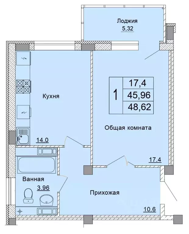 1-к кв. Белгородская область, Старый Оскол Степной мкр, 33Е (48.62 м) - Фото 0