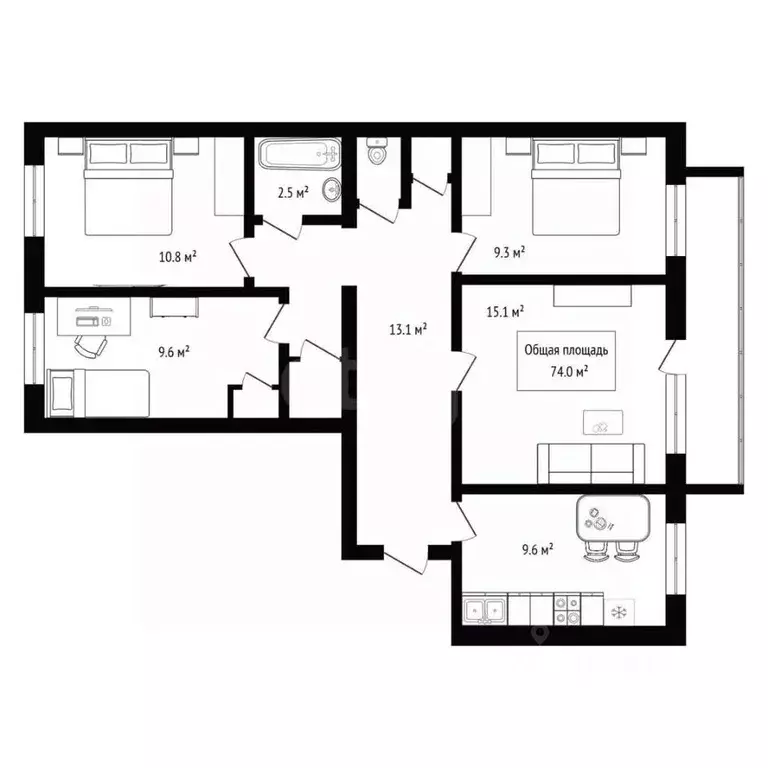 4-к кв. Алтай, Горно-Алтайск Плесовый пер. (74.0 м) - Фото 2