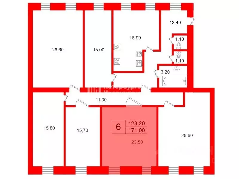 Комната Санкт-Петербург ул. Воскова, 15-17 (23.5 м) - Фото 2