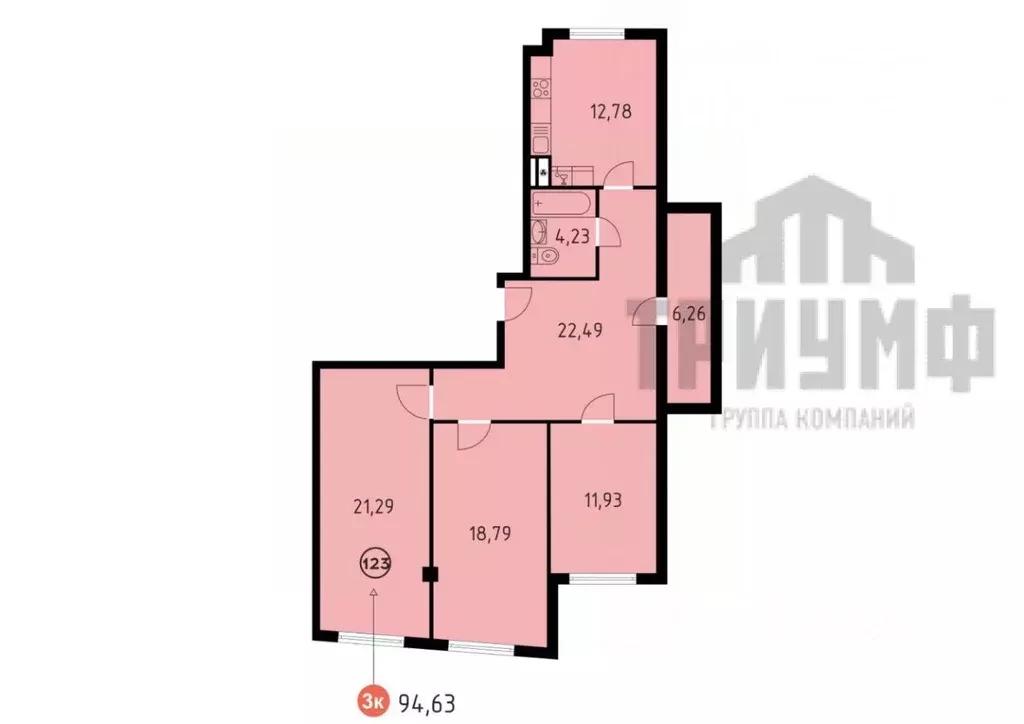 3-к кв. Нижегородская область, Кстово ул. Сутырина, 9 (94.63 м) - Фото 1