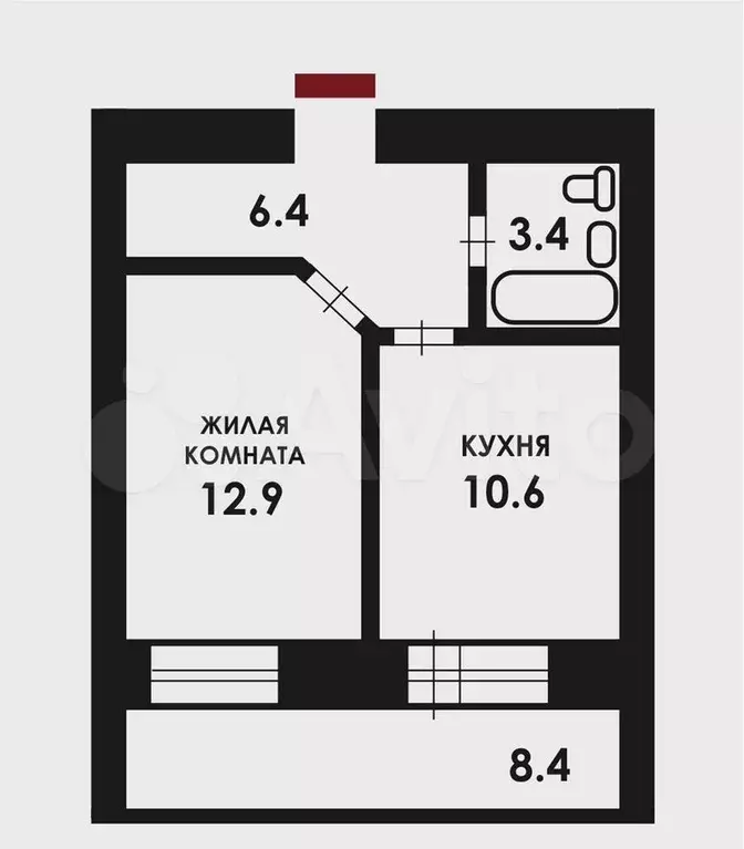 1-к. квартира, 39 м, 8/10 эт. - Фото 0
