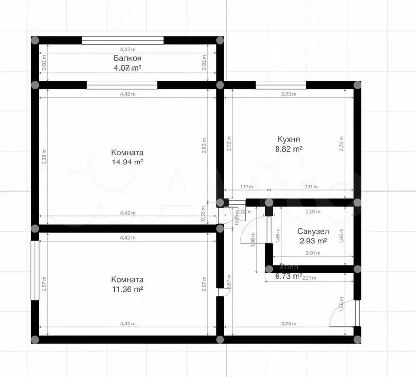 2-к. квартира, 47 м, 4/5 эт. - Фото 0