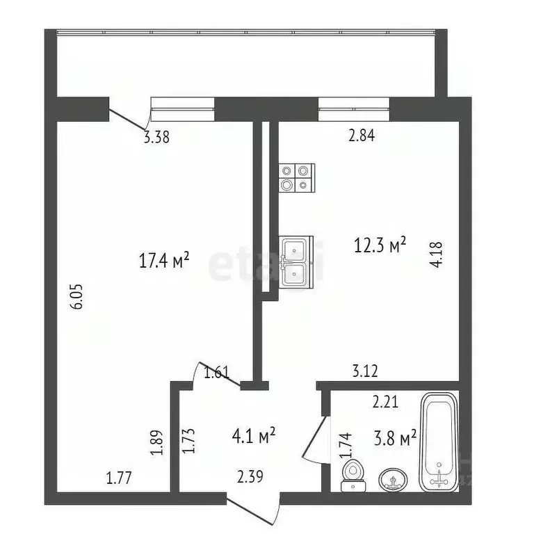 1-к кв. Архангельская область, Котлас ул. Ленина, 136 (40.8 м) - Фото 1