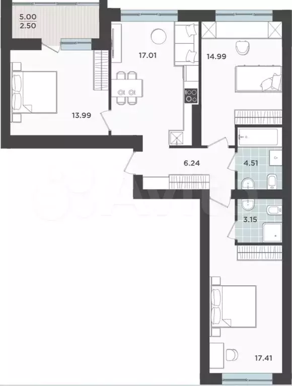 3-к. квартира, 80 м, 1/9 эт. - Фото 1