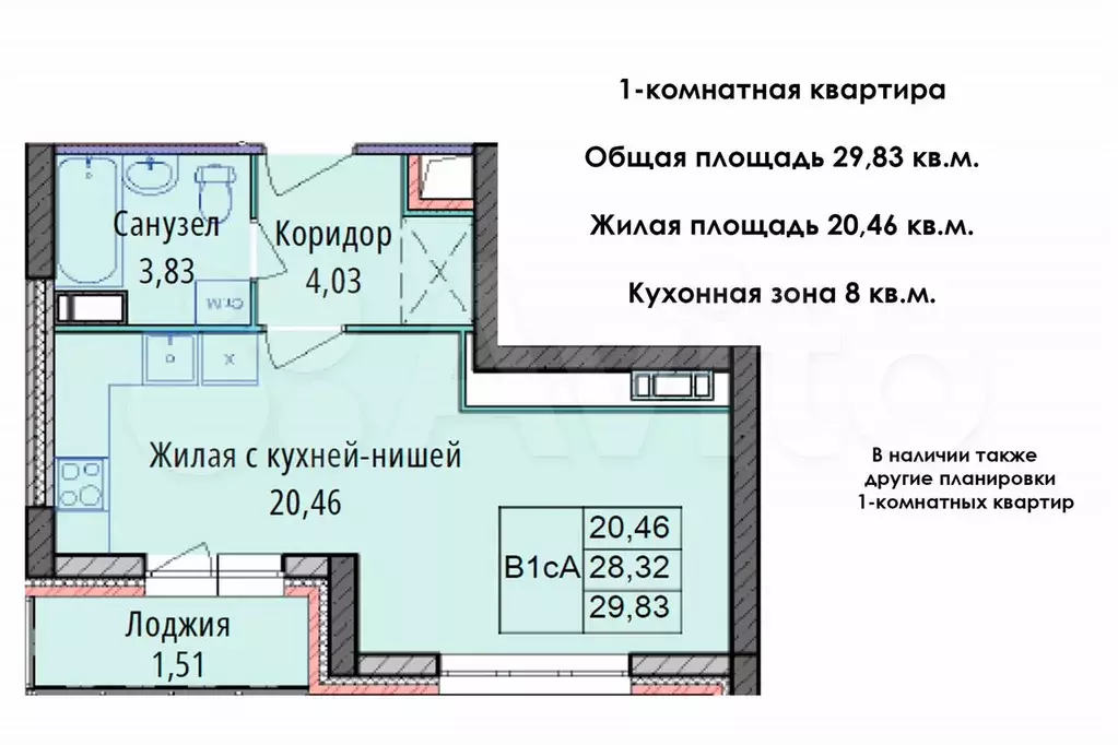 1-к. квартира, 29,8 м, 7/16 эт. - Фото 0