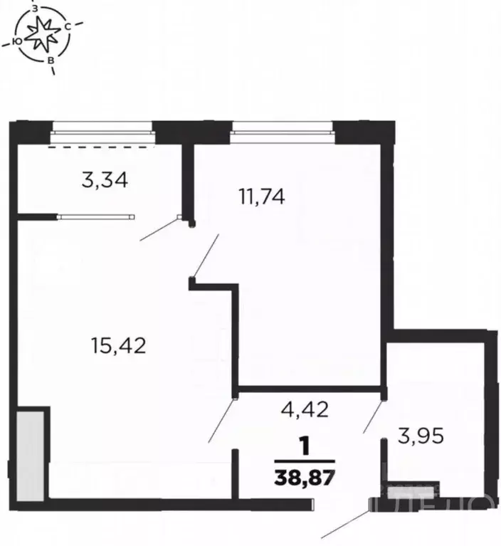 1-к кв. Рязанская область, Рязань ул. Александра Полина, 3 (38.9 м) - Фото 2