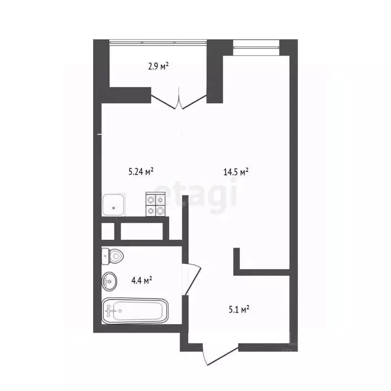 1-к кв. Тюменская область, Тюмень Холодильная ул., 31к1 (29.1 м) - Фото 2