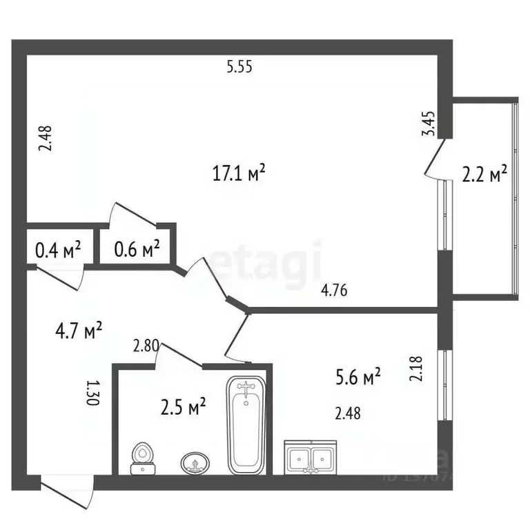 1-к кв. Санкт-Петербург ул. Ленсовета, 40 (30.9 м) - Фото 2