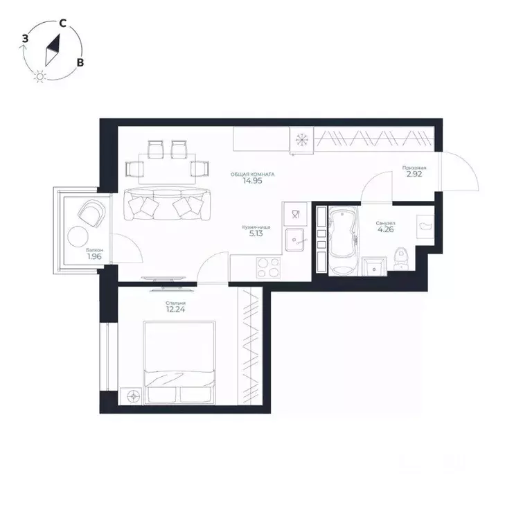 1-к кв. Приморский край, Владивосток Каскада жилой комплекс (40.08 м) - Фото 1