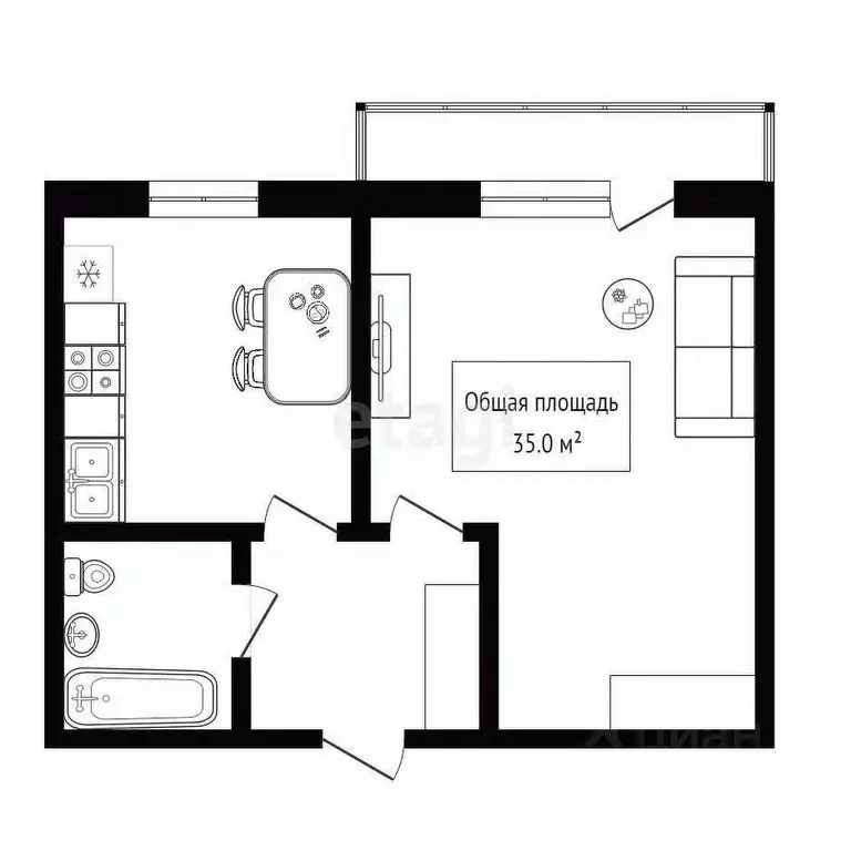 1-к кв. Алтай, Горно-Алтайск Коммунистический просп. (35.0 м) - Фото 2