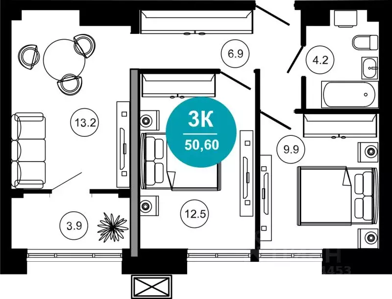3-к кв. Краснодарский край, Сочи Адлер жилрайон, Курортный Городок ... - Фото 1