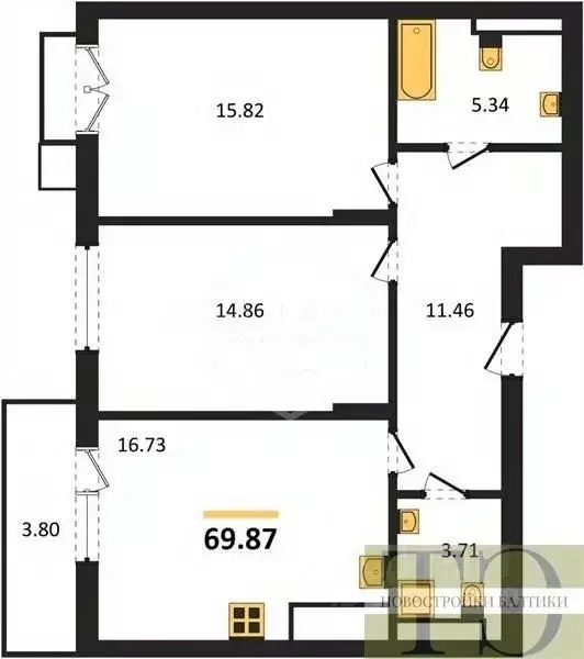 2-к кв. Калининградская область, Гурьевский муниципальный округ, пос. ... - Фото 1