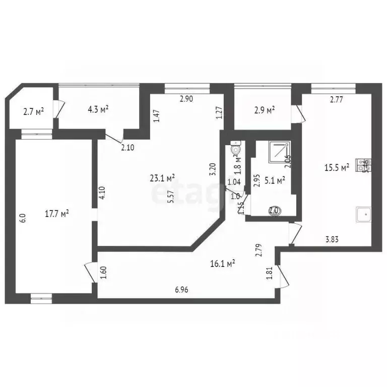 2-к кв. Ростовская область, Ростов-на-Дону Восточная ул., 7с2 (79.3 м) - Фото 1