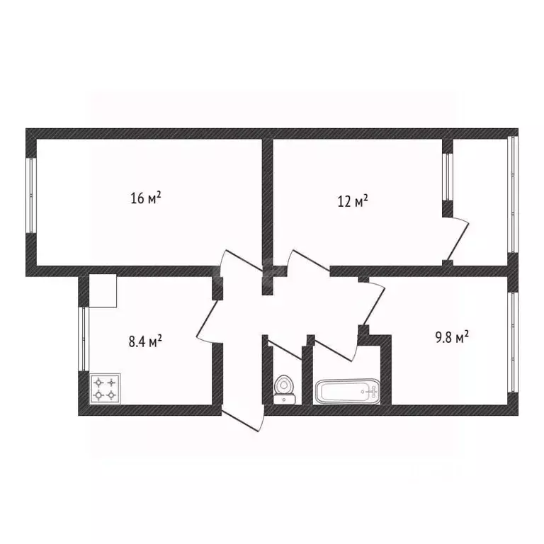 3-к кв. Белгородская область, Белгород ул. Костюкова, 45 (61.1 м) - Фото 1