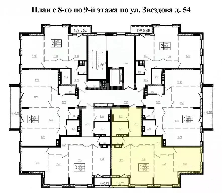 3-к кв. Омская область, Омск ул. Звездова, 54 (89.2 м) - Фото 1