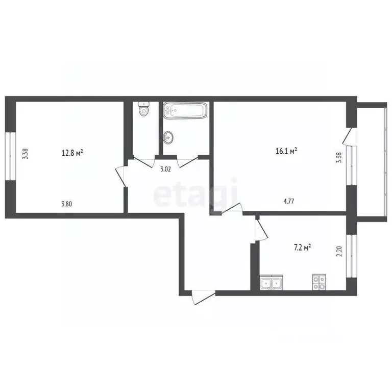 2-к кв. Крым, Щелкино Ленинский район, 1-й мкр, 7 (50.8 м) - Фото 2