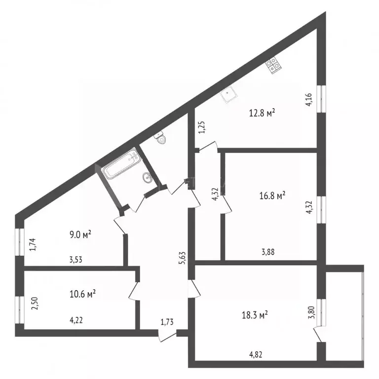 4-к кв. Тюменская область, Тюмень Ставропольская ул., 5 (90.0 м) - Фото 1