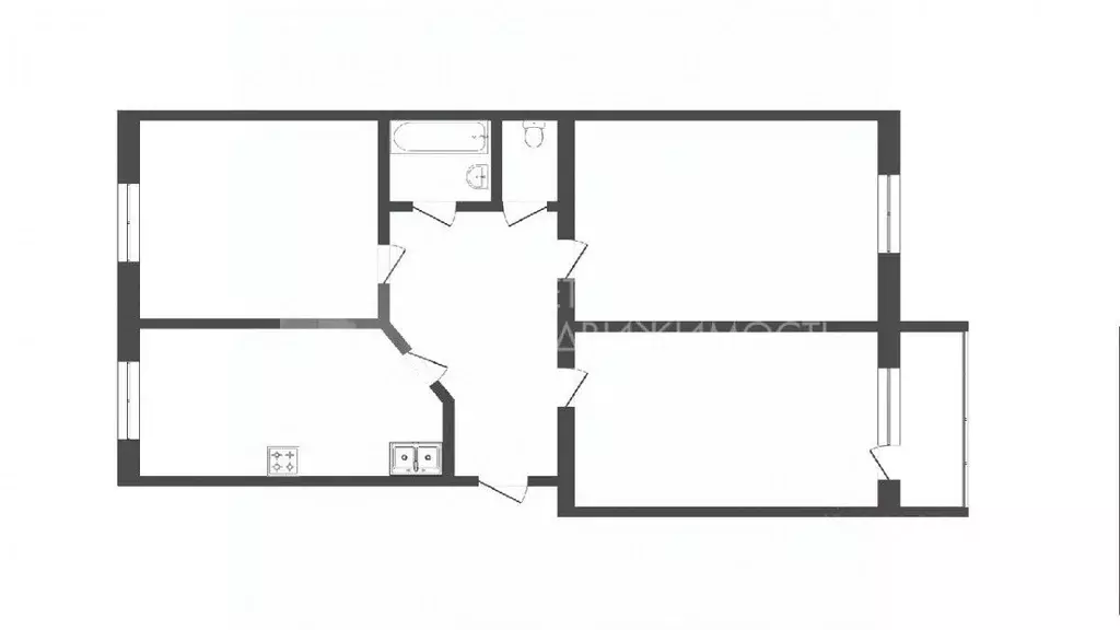 3-к кв. Тюменская область, Тюмень ул. Коммунаров, 24 (60.0 м) - Фото 1
