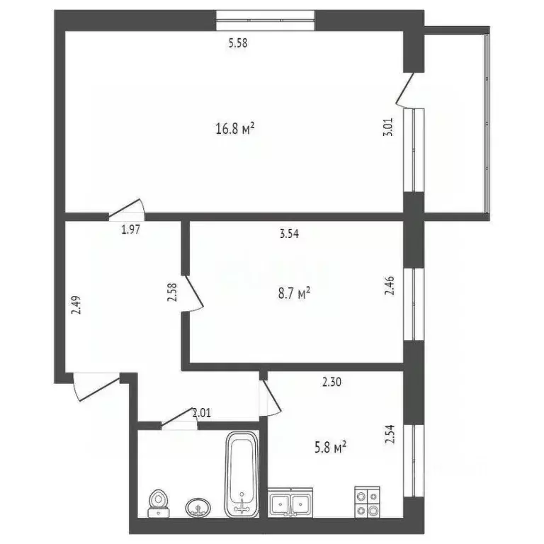 2-к кв. Московская область, Люберцы Инициативная ул., 5а (41.3 м) - Фото 1